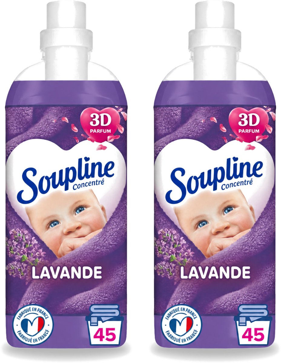 2 x Soupline - Wasverzachter - Lavendel - 45 Wasbeurten - 1L - Voordeelverpakking - 2 stuks
