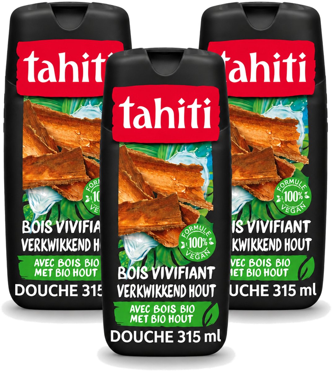 3 x Tahiti – Douchegel – Tropenhout Vegan - 315 ml - Voordeelverpakking - 3 stuks