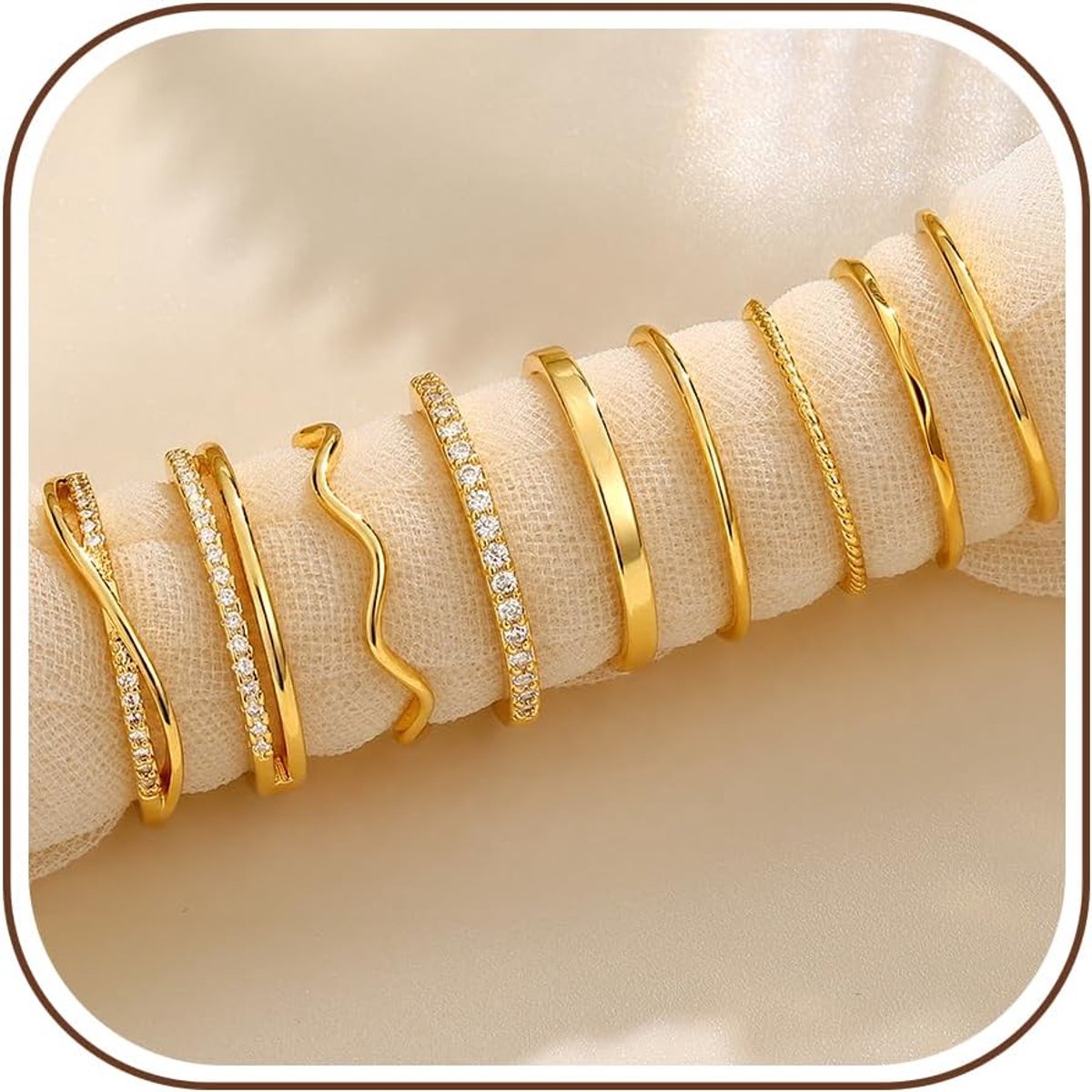 CASSIECA 9 Pcs Silver Cubic Zirconia Stacking Rings Set, Minimalist Open Finger and Thumb Rings - ShopVlot