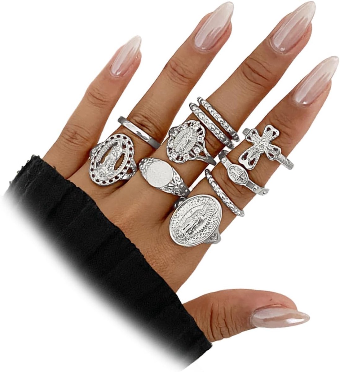 Set of 10 Rings Adjustable Stackable Rings Boho Vintage Jewellery Thick Gold Rings for Girls Vintage Ring Women Set - ShopVlot