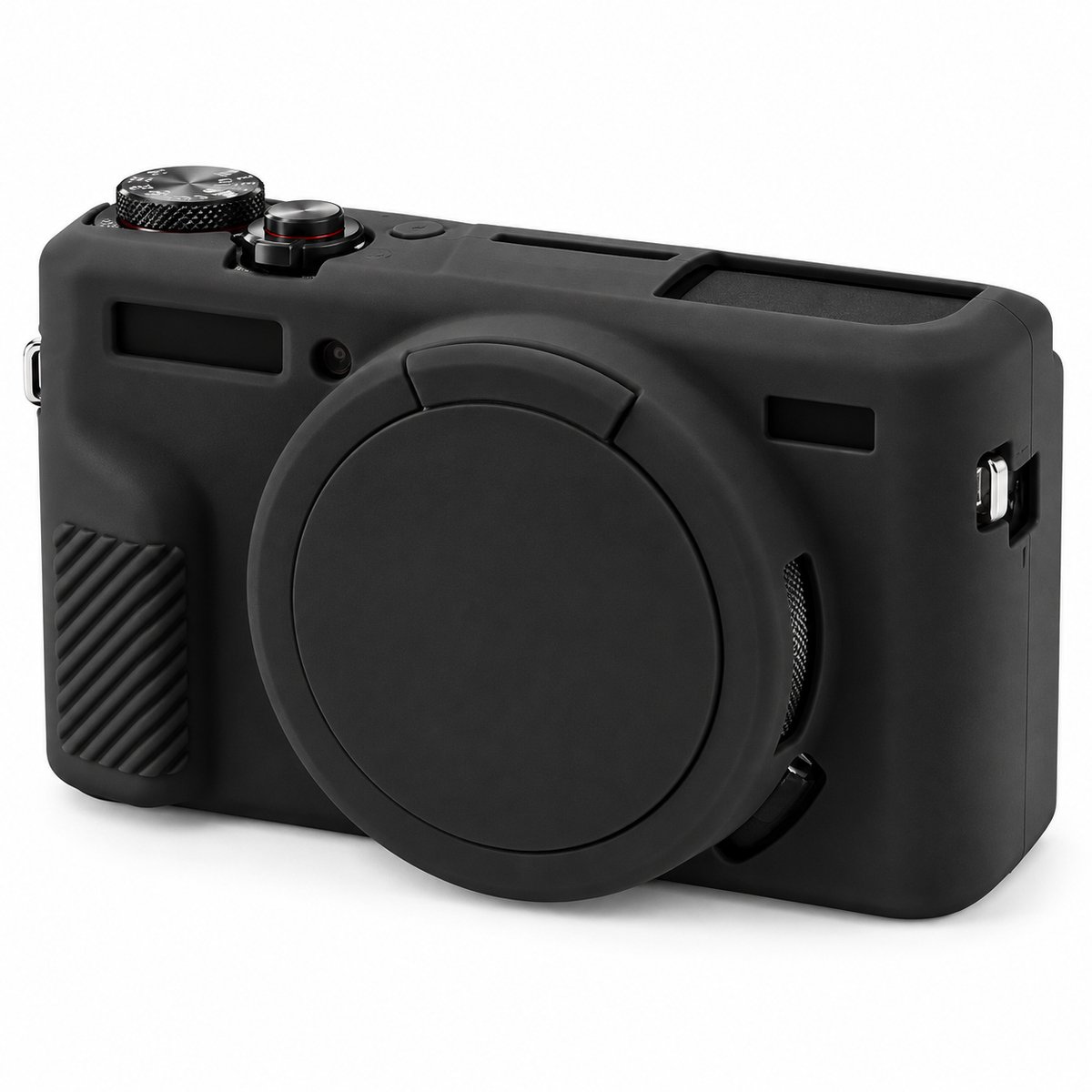 DrPhone CamShield C2 – Siliconen Camerahoes met Lensdop – Compatibel met Canon PowerShot G7 X Mark II – Zwart