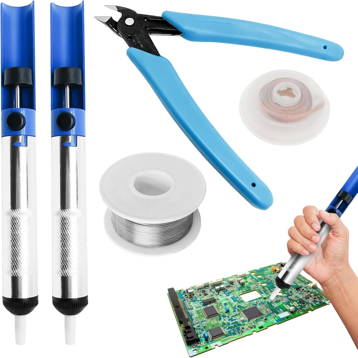 Desoldering pomp set van hoogwaardig koolstofstaal, roestbestendig en duurzaam, ideaal voor nauwkeurig elektronica-onderhoud en reparaties in krappe ruimtes