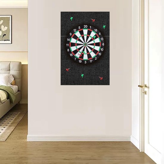 Dartboard Wandbeschermers Set van 6 Stuks 30x30 cm Zelfklevende Wandtegels voor Dartbord Bescherming en Geluidsisolatie in de Speelkamer Zwart — afbeelding 4