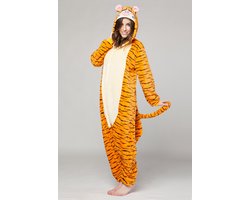 KIMU® Onesie Tijgertje Pak Kostuum Oranje - Maat XL-XXL - Tijger Tijgerpakje Pyjama Jumpsuit XXXL 3XL - Luipaard Man Vrouw Dames Heren Halloween