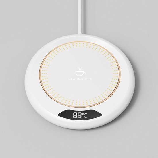 Elektrische bekerwarmer - Warme onderzetter met constante temperatuur - Digitaal led-display - 3 standen voor gelijkmatige verwarming van dranken - Automatische uitschakelfunctie - Voor koffie, melk en thee - Bureau-gadget voor thuis/kantoor - Wit — afbeelding 2