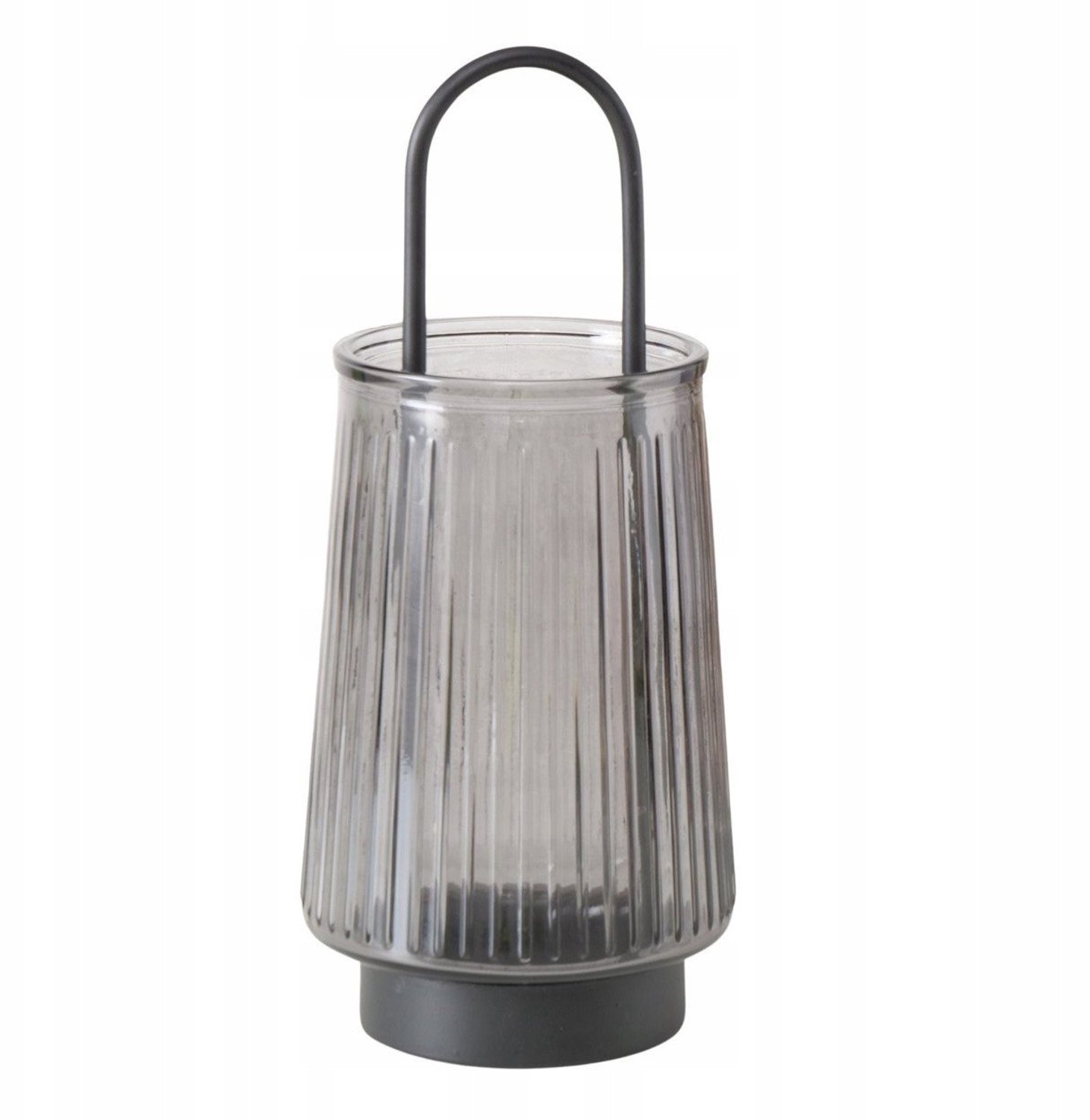 Boltze IVER glazen kandelaar met handvat - 25,5 cm hoog, 11 cm diameter Grijs