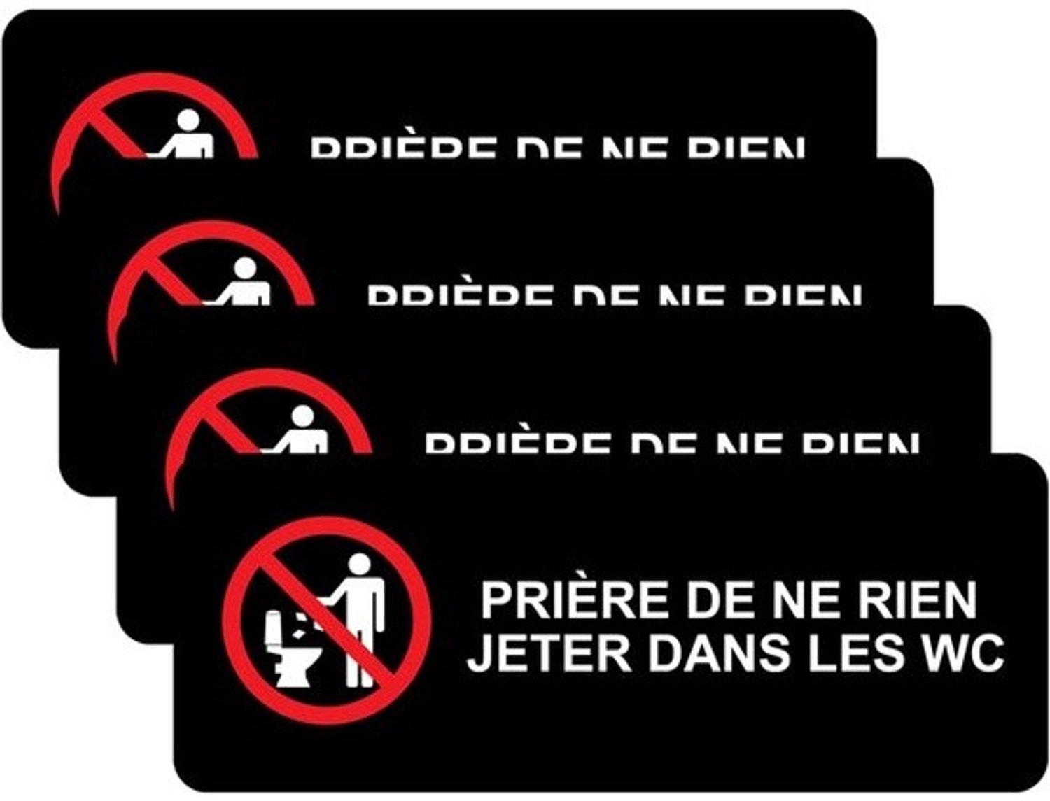 Set van 4 verboden toiletbordjes - zelfklevende vinylstickers