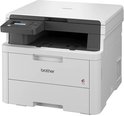 Witte Brother multifunctionele kleuren-ledprinter, diagonaal aanzicht van opzij.