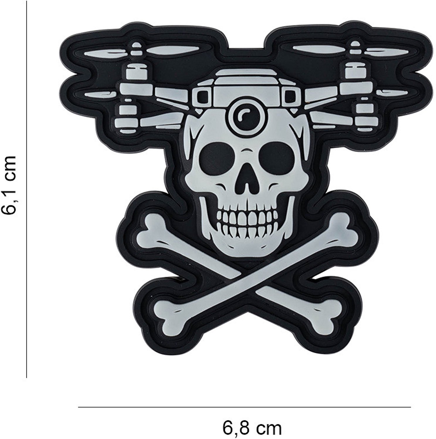 Embleem 3D PVC Drone Skull & Bones Glow in the dark #8017