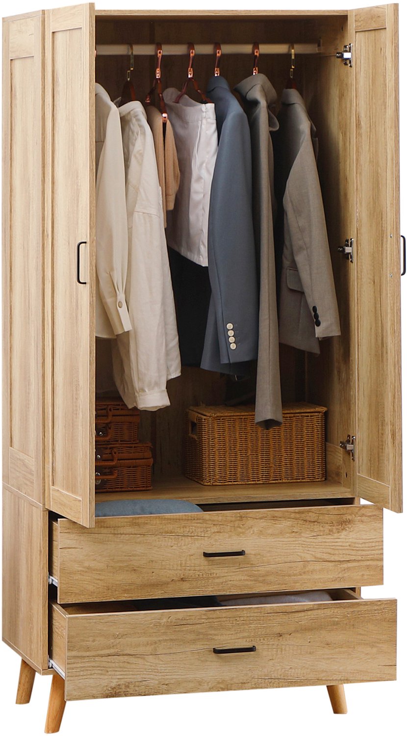 TEKROA® Kledingkast – Kast à vêtements kast de rangement 2 poorten en 2 tegels met tringle - 80 x 54 x 180 cm
