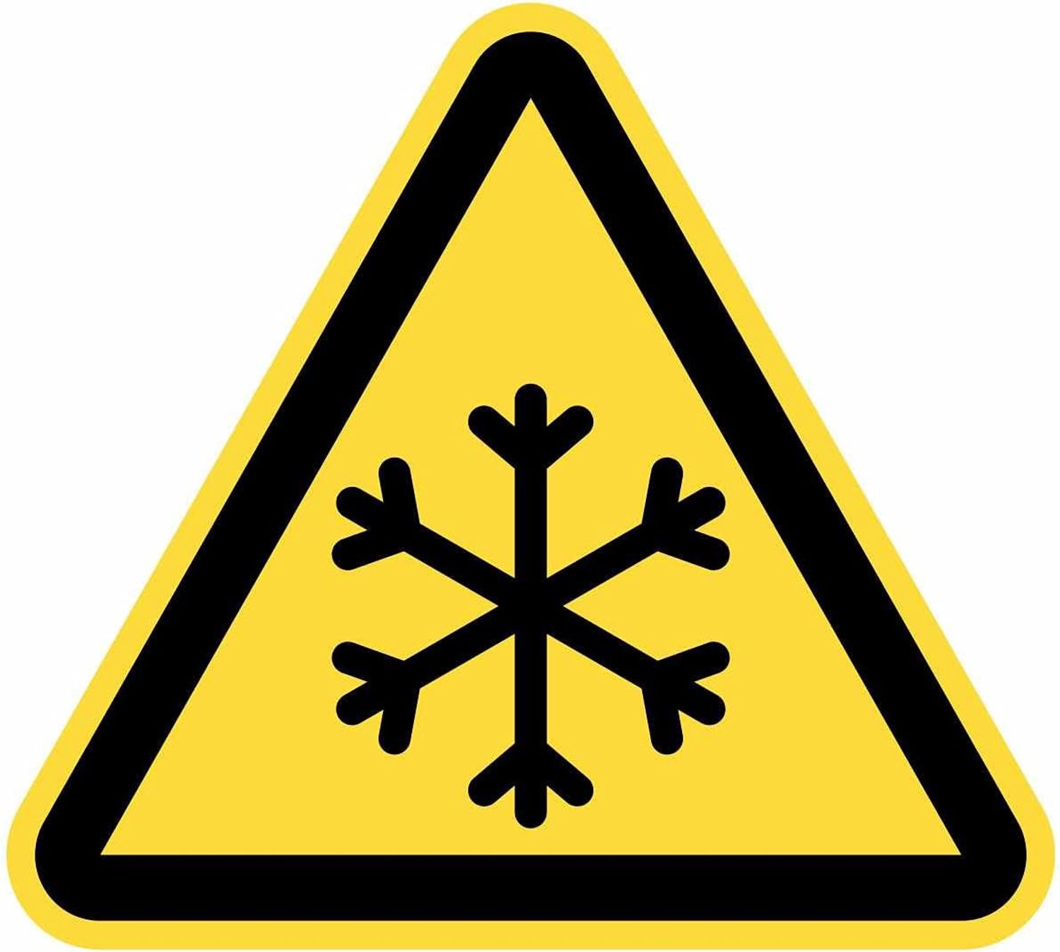 Waarschuwingsbord lage temperatuur - 15 stuks à 4 cm - gele driehoekige stickers - voor binnen en buiten - m-winkel