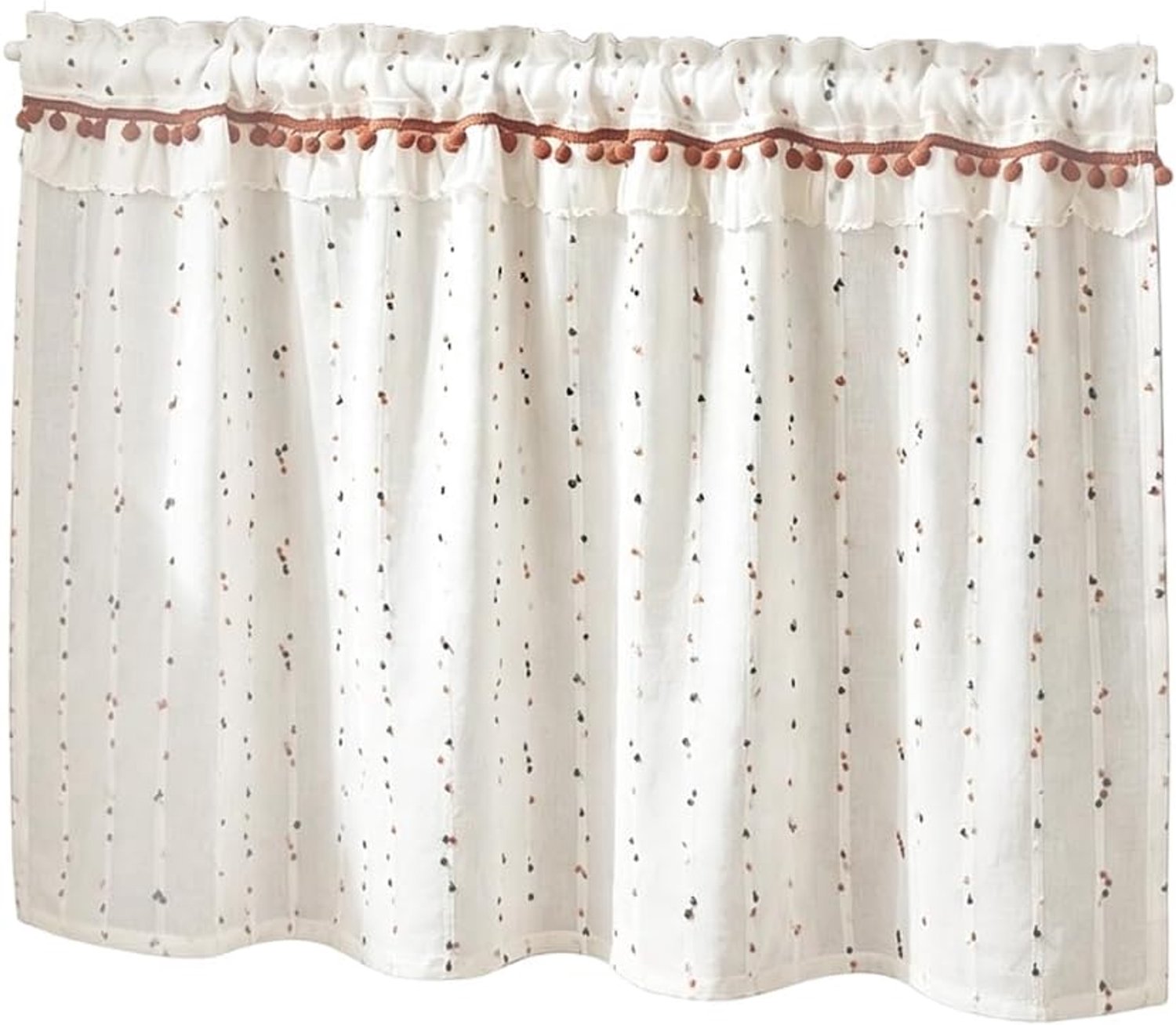 Kort gordijn - Semi-transparant Kort Gordijn met Roede Insteek - Geschikt voor Keuken en Badkamer - Vitrage met Roede - Formaat 150x70 cm - 1 Stuk