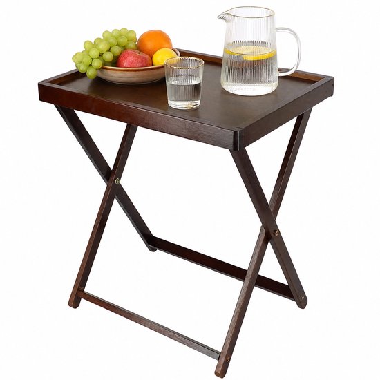 Opvouwbare Houten Bijzettafel 40 x 30 x 44 cm – Natuurlijk Hout En Plat Vouwbaar – Draagbaar Voor Tuin, Terras, Balkon En Camping – Warme Houtnerf En Stabiele Basis — afbeelding 2