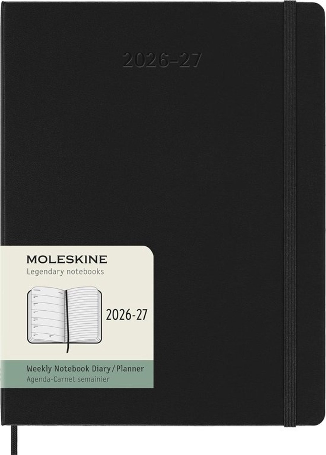 Weekplanner 2026 2027 - Agenda en notitieboek - Afspraken plannen - Overzicht voor 18 maanden - XL-formaat 19x25cm - Zwart