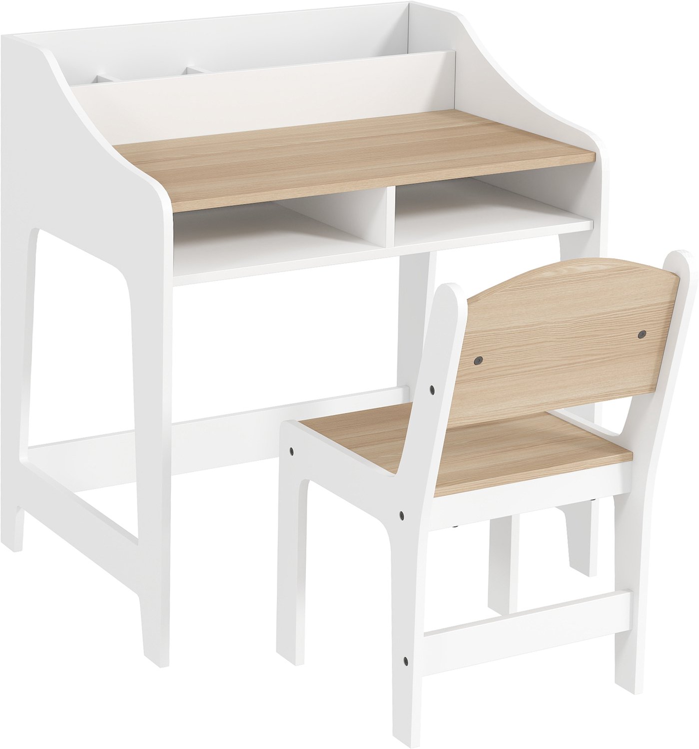 Playon Kinderschrijftafel met stoel - Met opbergruimte - 60 x 48 x 68 cm - Natuurlijk hout/Wit