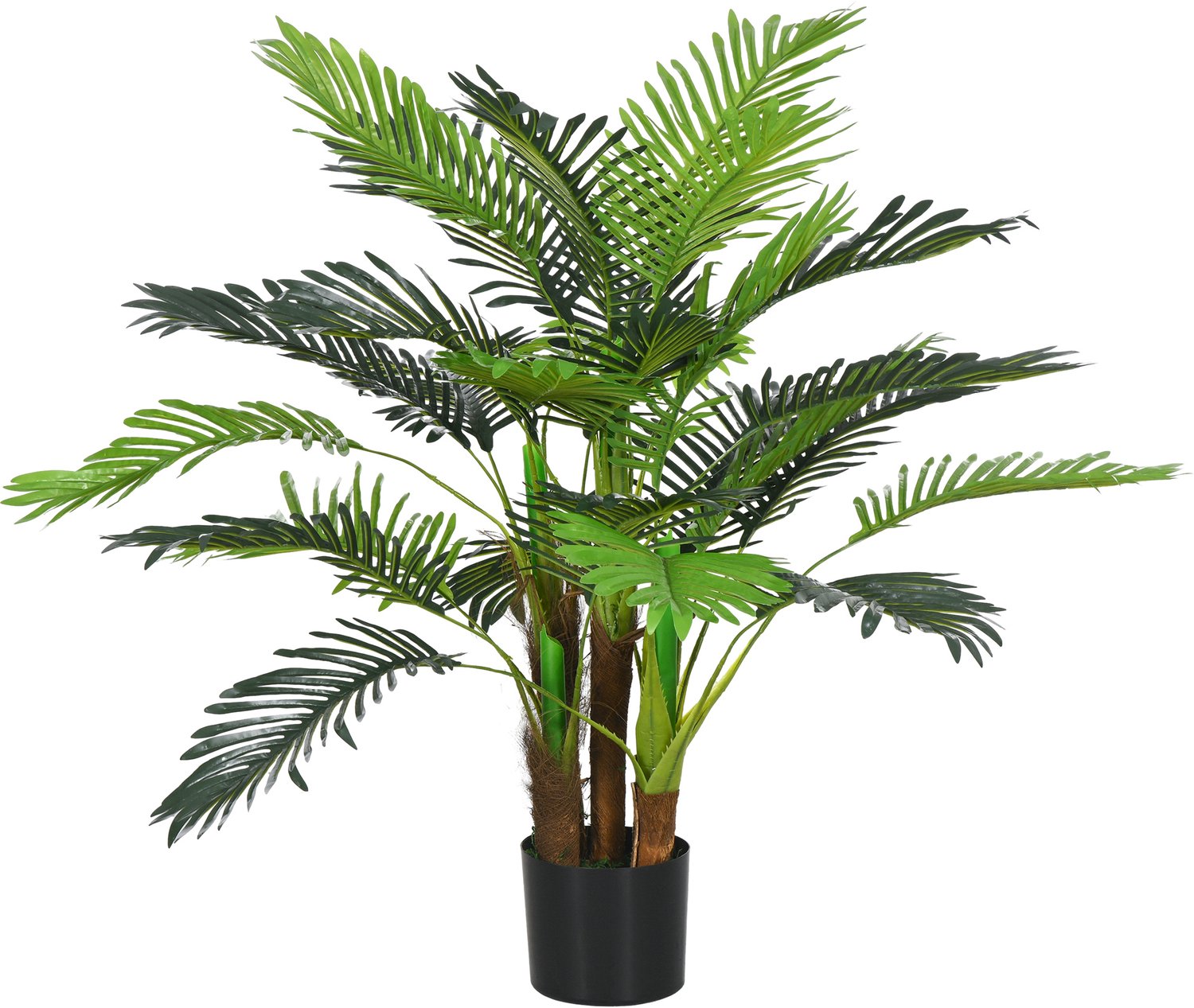 Homona Kunstpalm in pot - Met 5 stammen en 27 bladeren - 100 cm hoog - Groen/Bruin