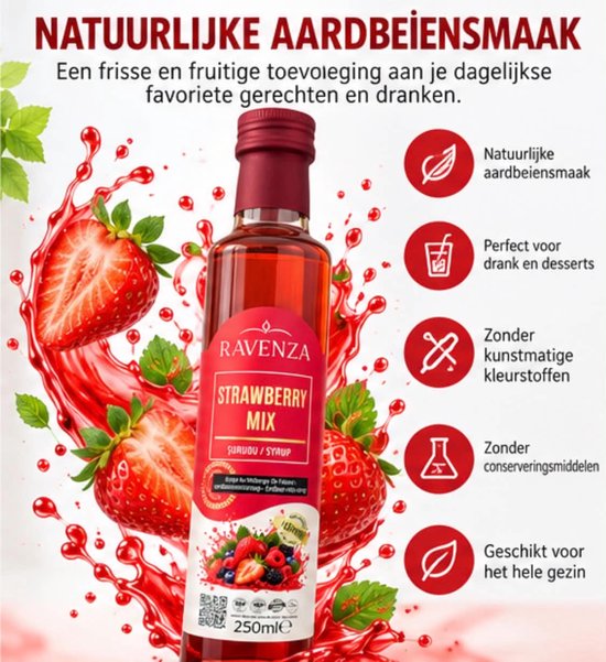 Ravenza Strawberry Mix 250 ml – Aardbeiensiroop met Rode Vruchten ...