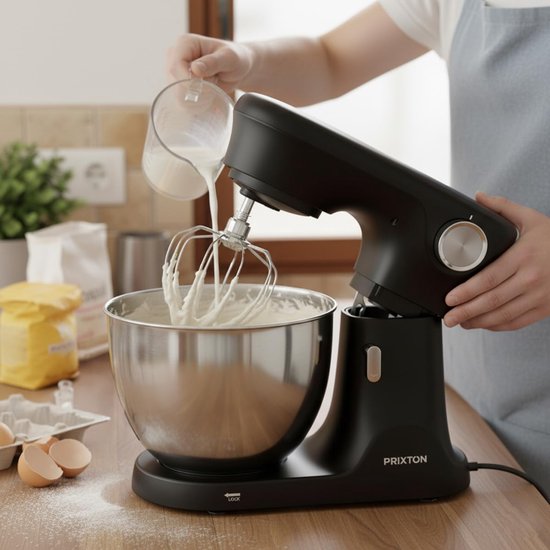 Keukenmachine Kneedmachine - 2000 W Vermogen - 8 Liter Roestvrijstalen Kom - Zwart - Keukenmixer - Voor Kneden En Mixen — afbeelding 3
