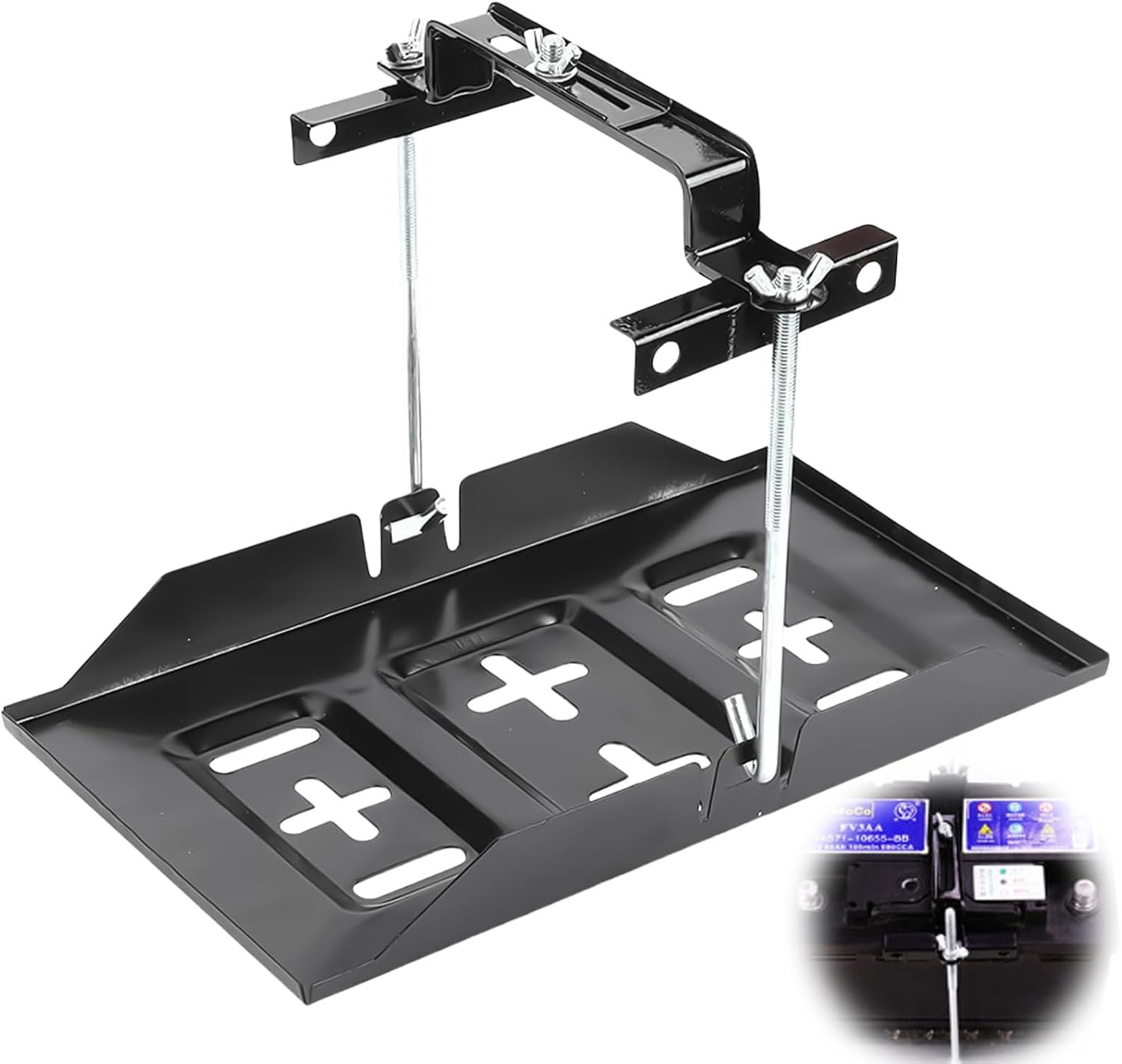 Batterijdrager 34,2 x 20 cm - universele accuhouder - verstelbare batterijhouder - geschikt voor auto en boot - ServiceTopper