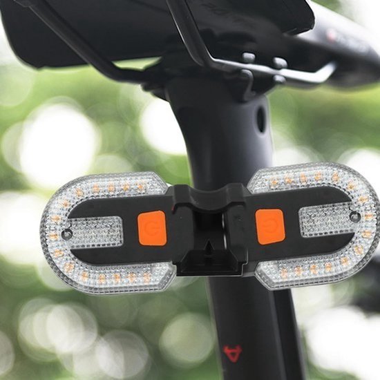 Fiets-knipperlicht - Richtingaanwijzer voor scooter - Zichtbaar fietsen - Met toeter - 20 x 15 x 6 cm - Zwart — afbeelding 2