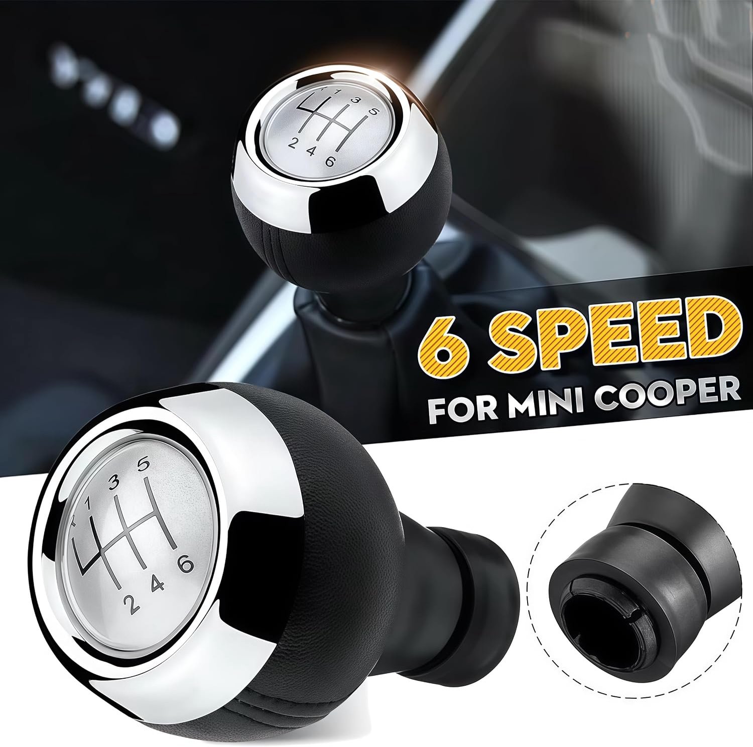 Versnellingspookknop 6 Speed - Zilver - Compatibel met Mini Cooper - Perfecte pasvorm - ServiceTopper