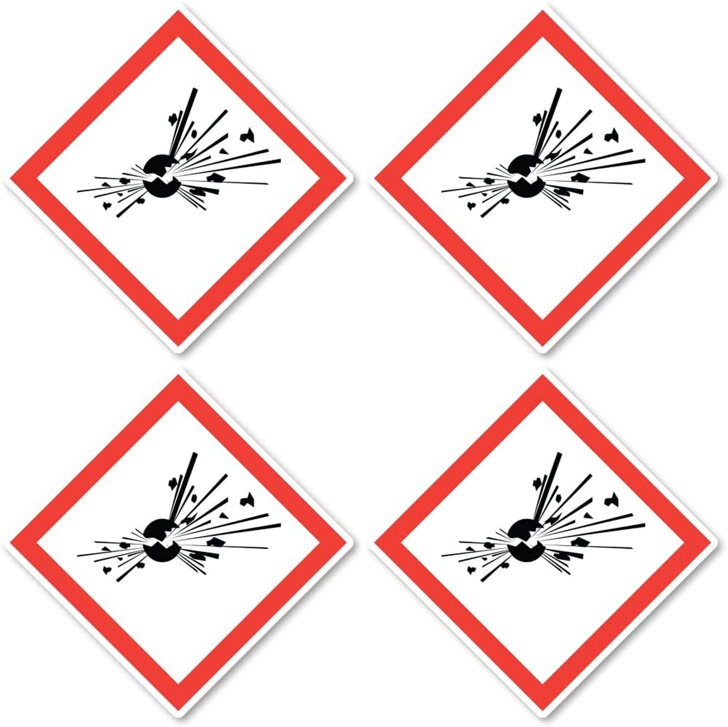 Gevarenpictogram sticker 10 cm - 4 stuks - waterdicht en uv-bestendig - voor binnen en buiten - m-winkel