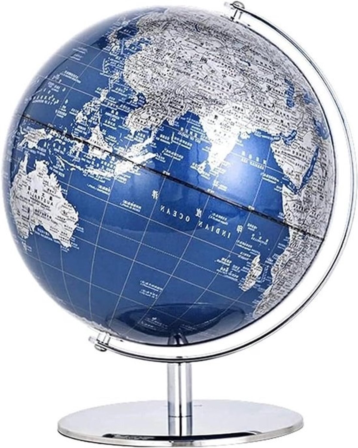 Educatieve metalen wereldbollen met 720 ° draaibare geografische globe Tweetalige globes voor bureau en klaslokaal Decoratieve en praktische bollen