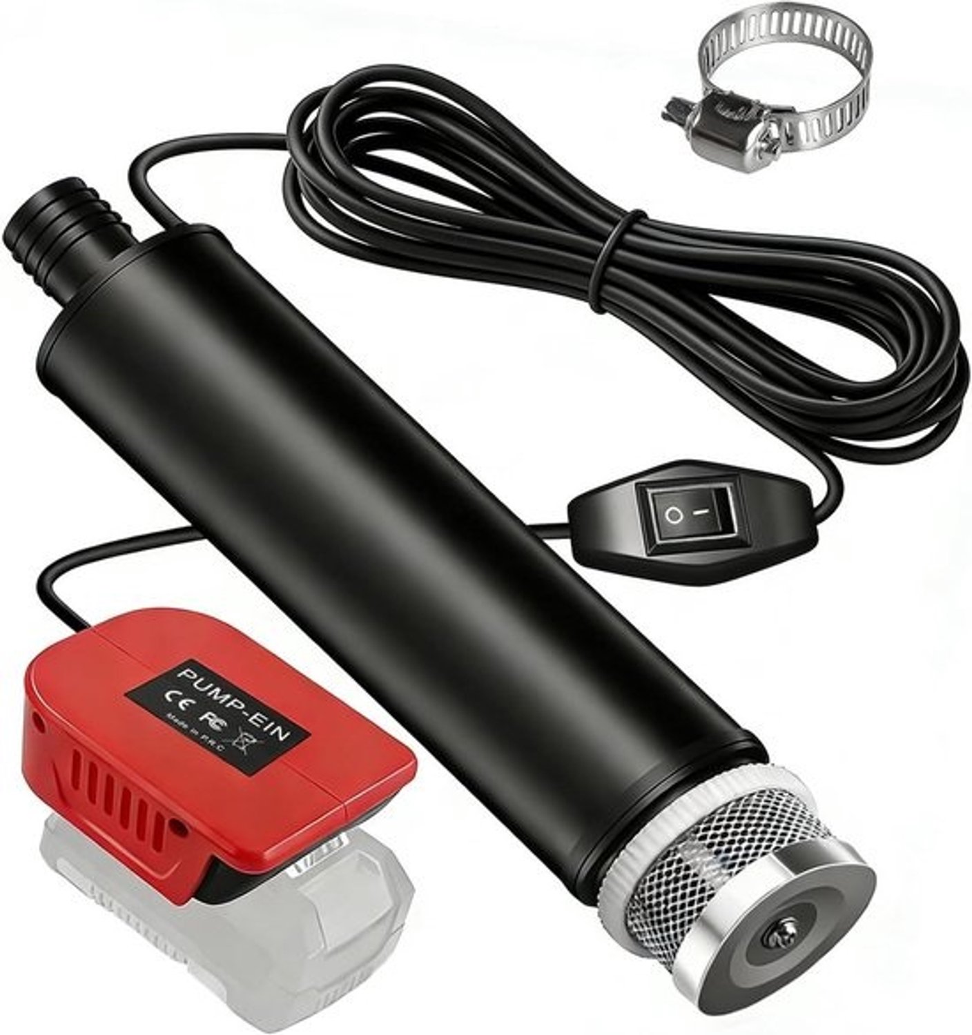 Draagbare waterpomp - Accudompelpomp - Water verplaatsen - Voor 18V accu's - 30 liter per minuut - Zwart