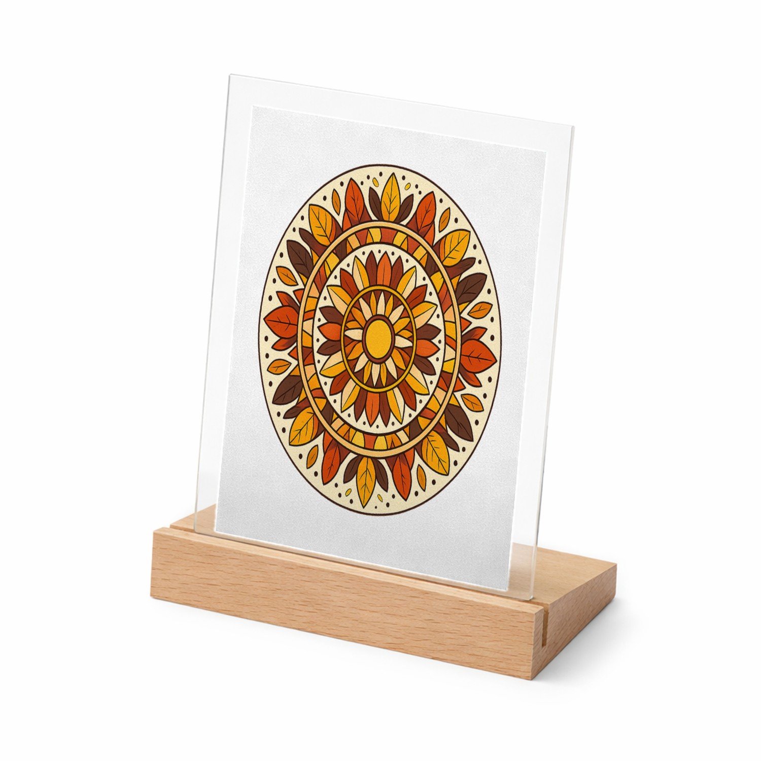 Mr Cadeautjes Glasframe met vaste tekst - design Ronde zonnewaaier met botanische rust | cadeau Wit