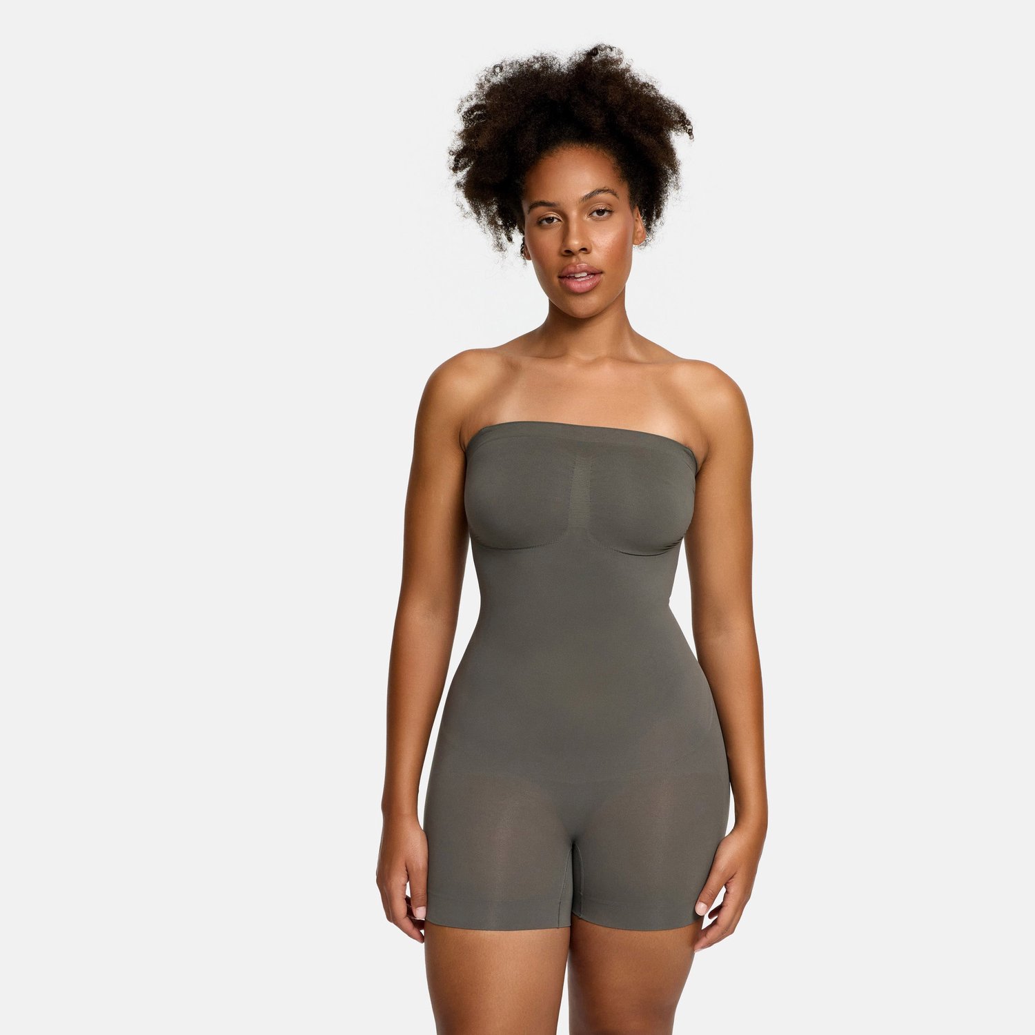 cfab Strapless corrigerende bodysuit met bijpassende shorts - Grafiet L - Corrigerende Body - Naadlos - corrigerend ondergoed dames