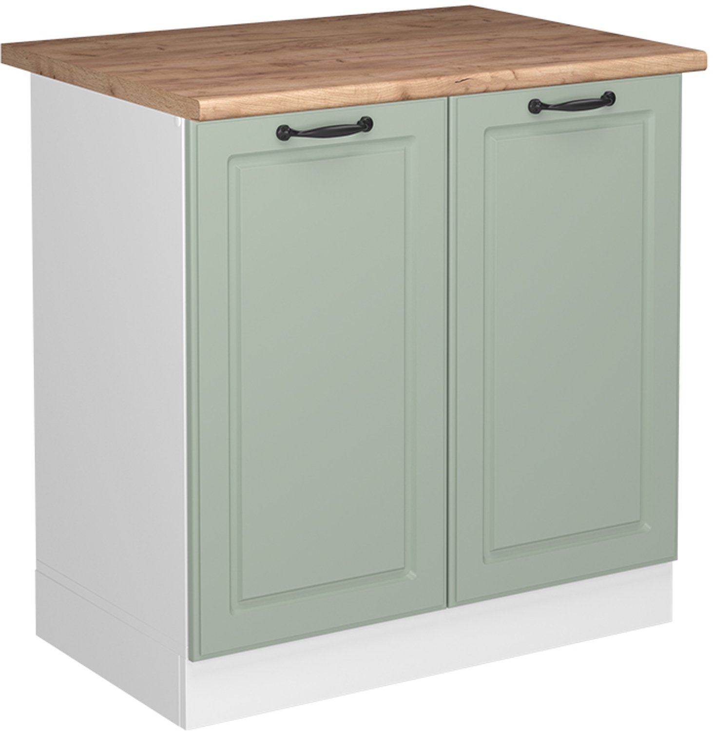 Vicco Wastafelkast R-Line, Mint landelijk/Wit, 80 cm goudkleurig eiken werkblad