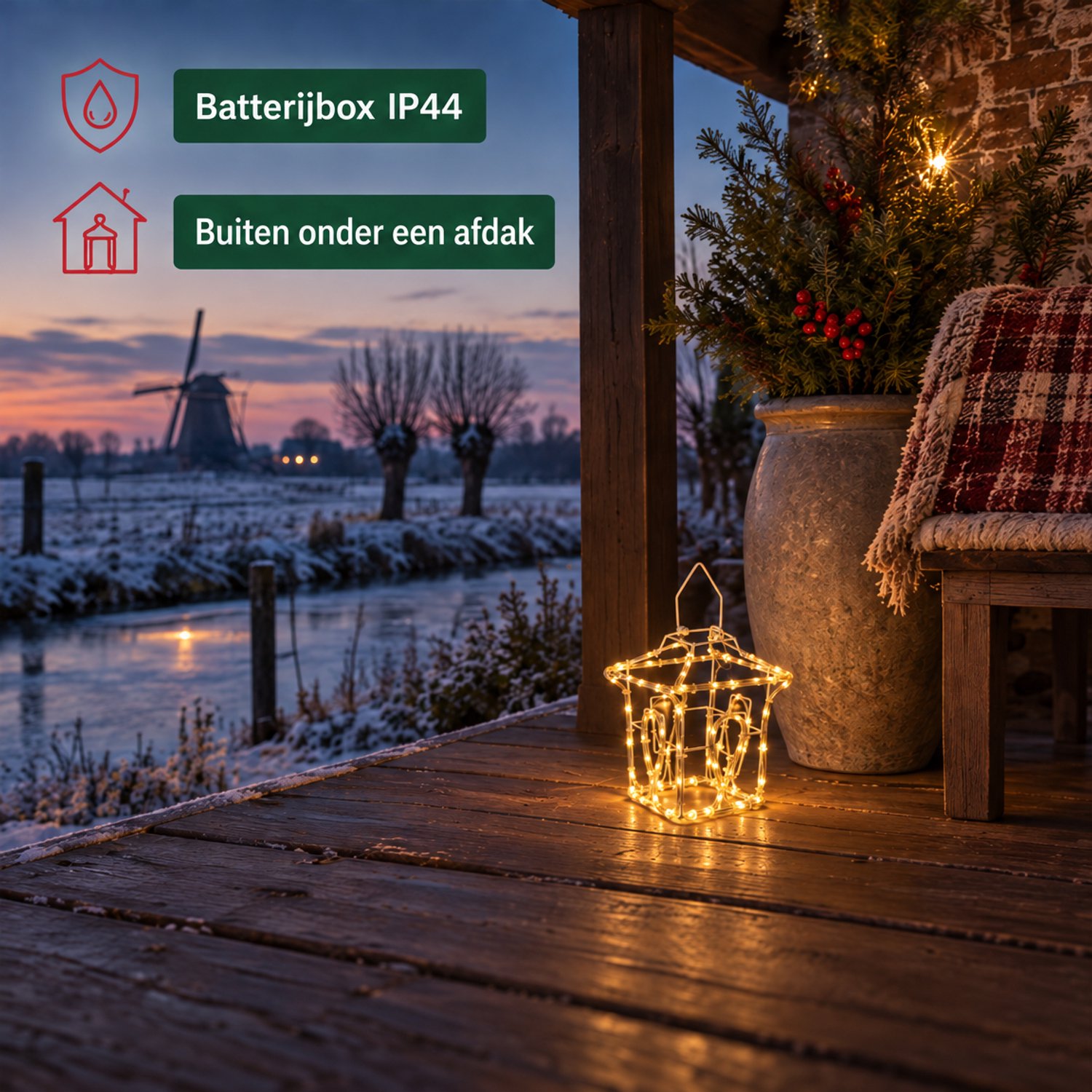 Levano Kerstverlichting Buiten - Kerstversiering - Kerstdecoratie voor Binnen - Kerstverlichting op Batterij - Kerstlampjes - Kerstlichtjes - Lichtslang - Lantaarn voor Buiten - Kerstlantaarn - Verlichte Kerstfiguren - Warm Wit - Timer - IP44 – foto 6
