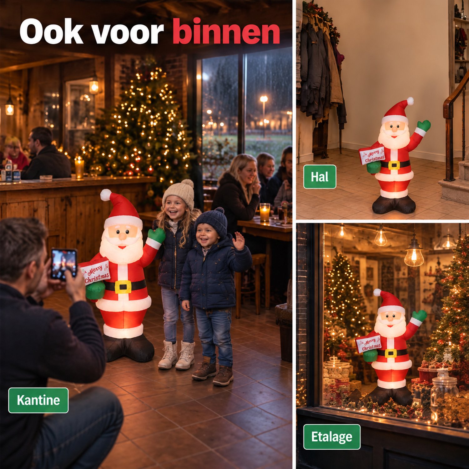 Levano Kerstversiering Buiten - Opblaasbare Kerstman - Kerstfiguren Buiten - Kerstdecoratie LED - Kerstman Verlichting - Opblaasbare Figuren - Tuindecoratie Kerst - Sfeerverlichting - Lichtfiguren Kerst – foto 7
