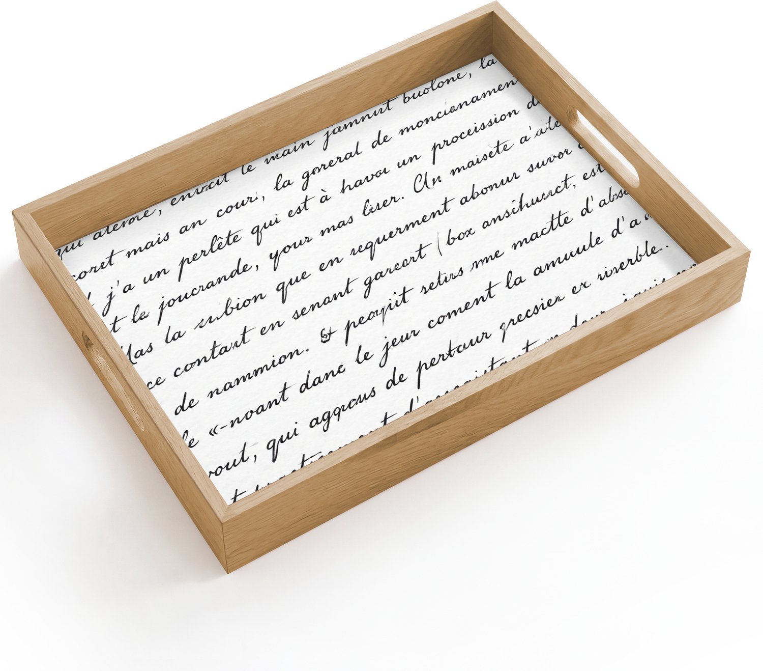 Dienblad hout 40x30 cm - Schootdienblad - Tekst - Handschrift - Klassiek - ZwartWit - Borrelplank rechthoek - Plateau dienbladen