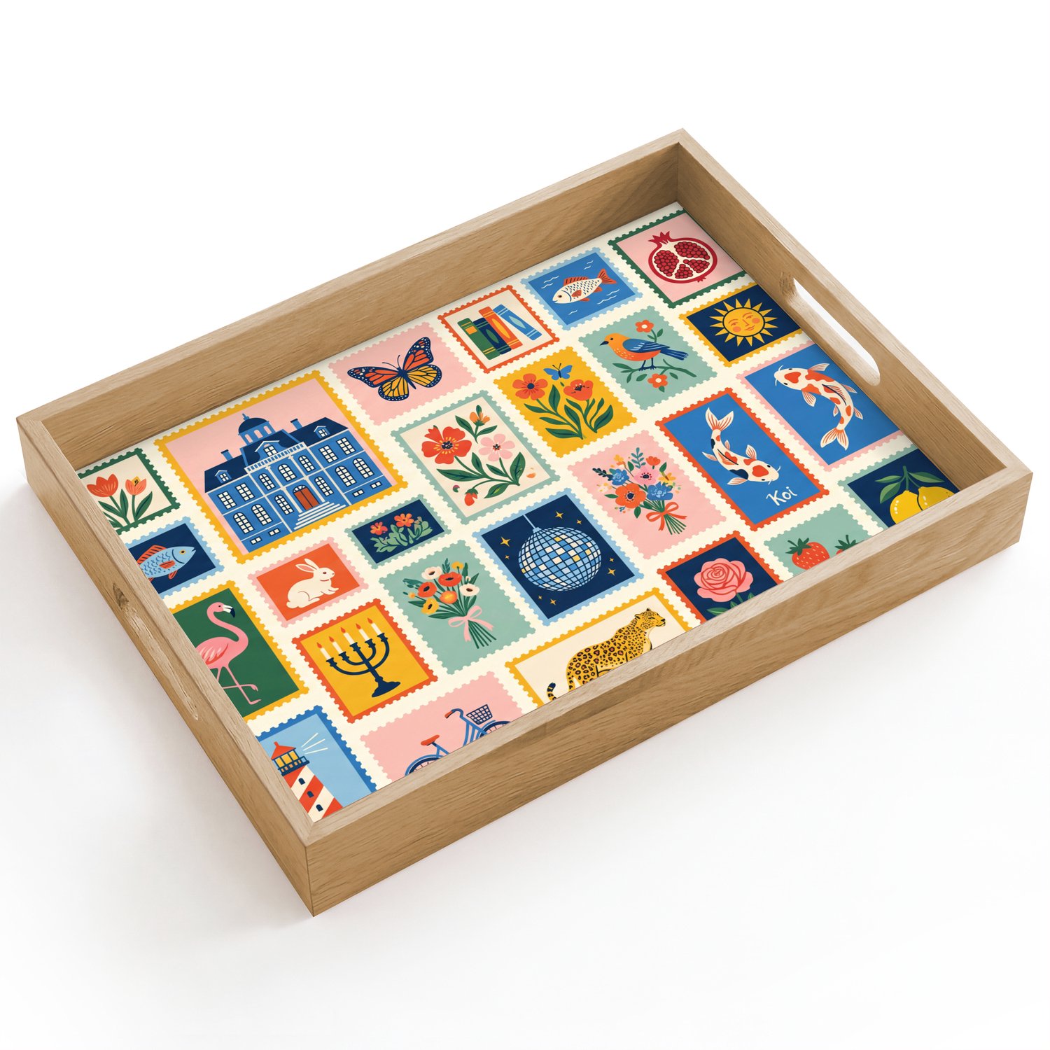 Dienblad hout 40x30 cm - Schootdienblad - Gebouw - Koepel - Architectuur - Klassiek - Grijs - Borrelplank rechthoek - Plateau dienbladen