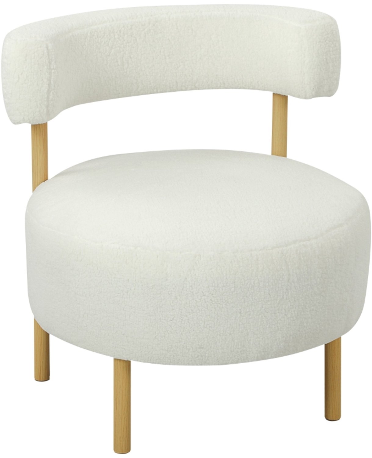 OKWISH Fauteuil 67 x 67 x 71 cm - Zachte Sherpafleece en Ruime Zitting - Voor Woonkamer en Slaapkamer - Polyester - Crèmewit