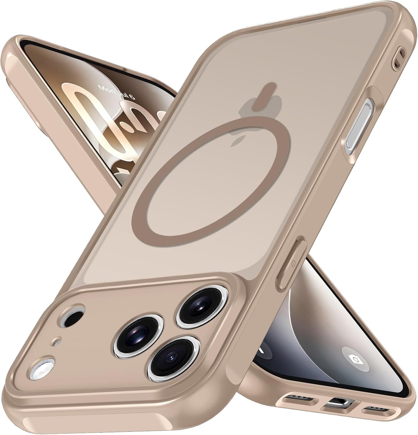 Zandarix Hoesje Geschikt voor Apple iPhone 18 Pro - Back Cover Hoesje - Matte Siliconen - Geschikt voor Mag - Militaire Valbescherming - Titanzand