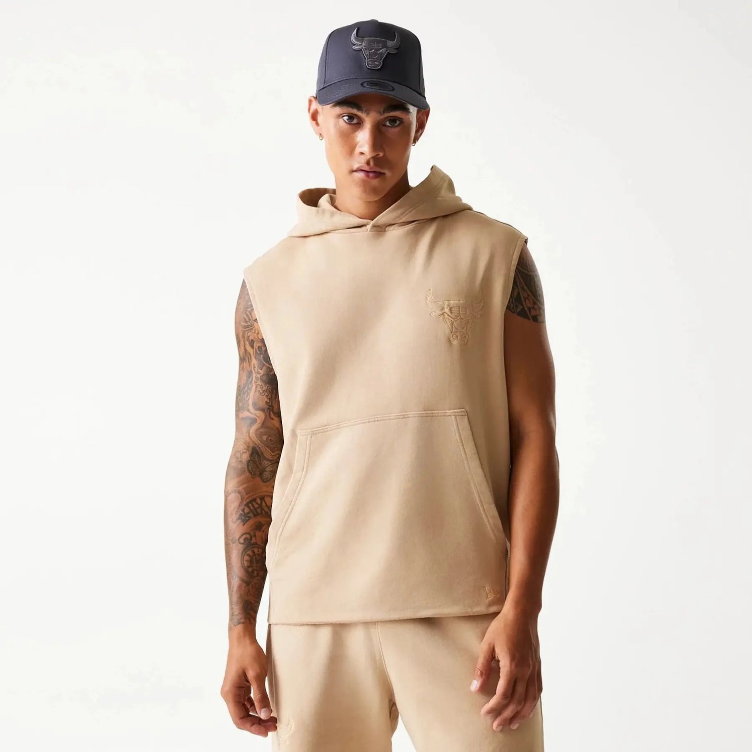 Mouwloze capuchontrui Chicago Bulls Washed Beige