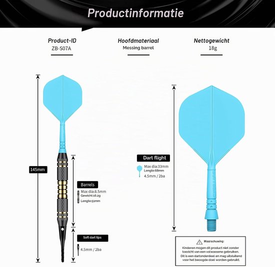 Professionele Soft Tip Darts Set 18g met Draagtas en 30 Extra Dart Tips voor Elektronisch Dartbord — afbeelding 4