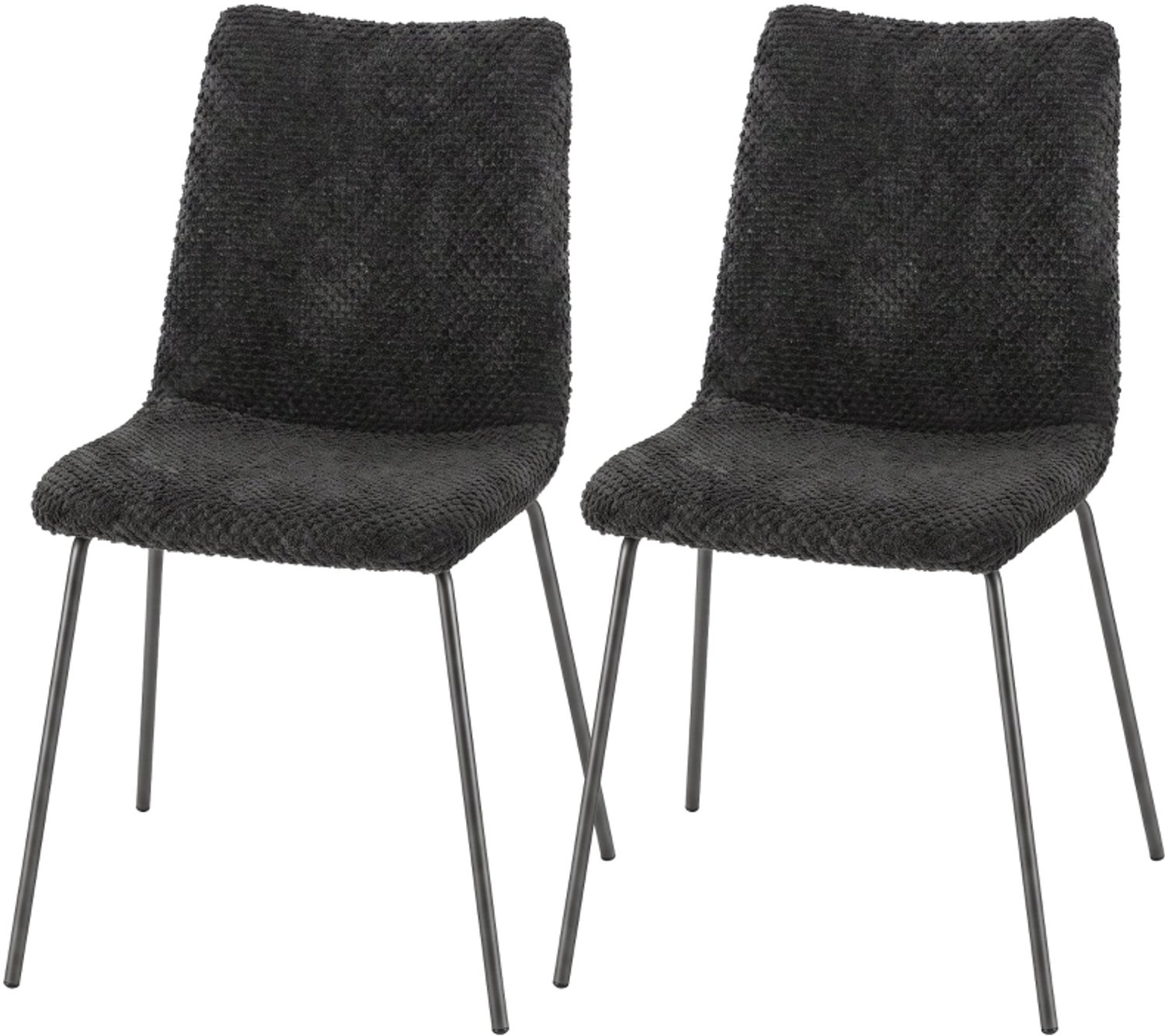 OKWISH Eetkamerstoel 45 x 57 x 89 cm - Set van 2 met Zachte Zitting - Voor Eetkamer en Keuken - Fluweel en Metaal - Donkergrijs
