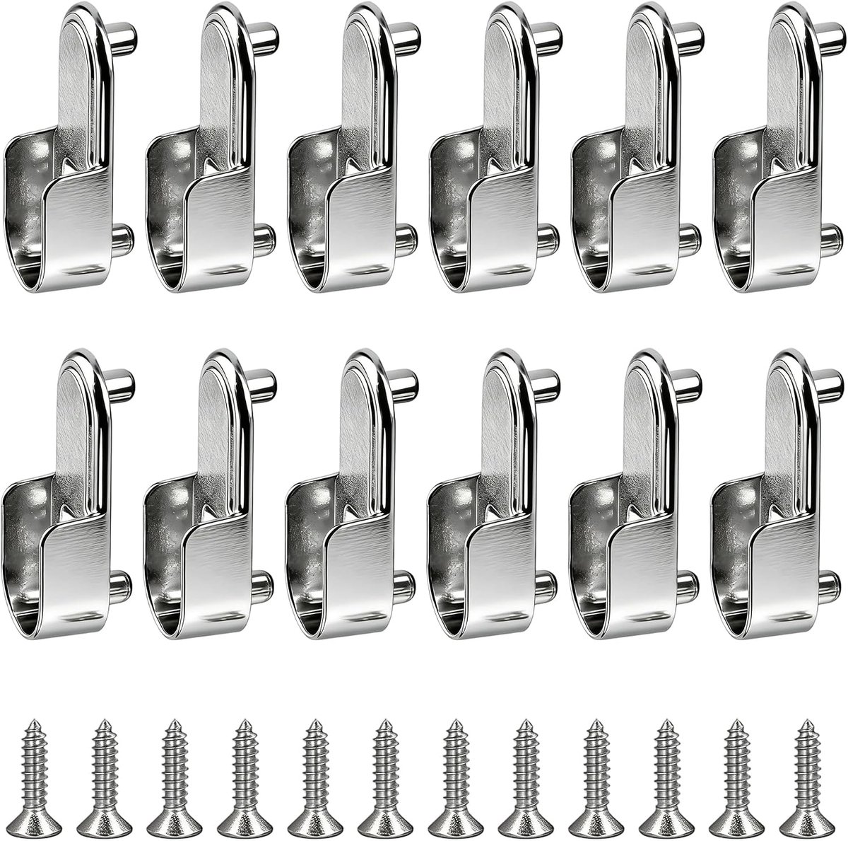 12 stuks kledingstanghouders, kledingstanghouders, set voor kast, stabiele kledingstang, wandmontage, veelzijdige stanghouder voor gordijnroede en hangers, geschikt voor plafondmontage
