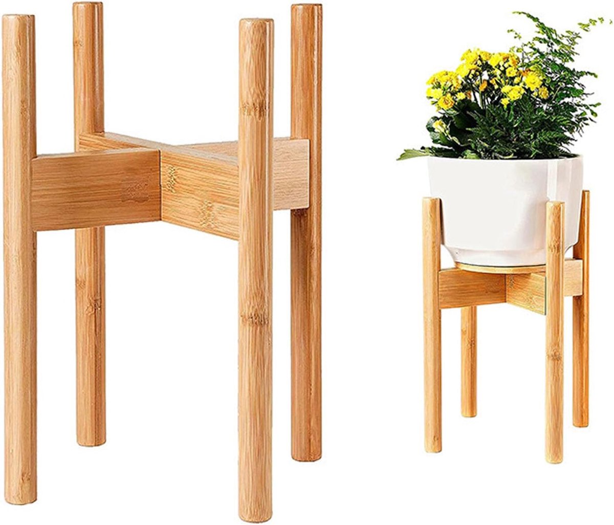 houten plantenstandaard Massieve plantenvoet，Bamboe Groot