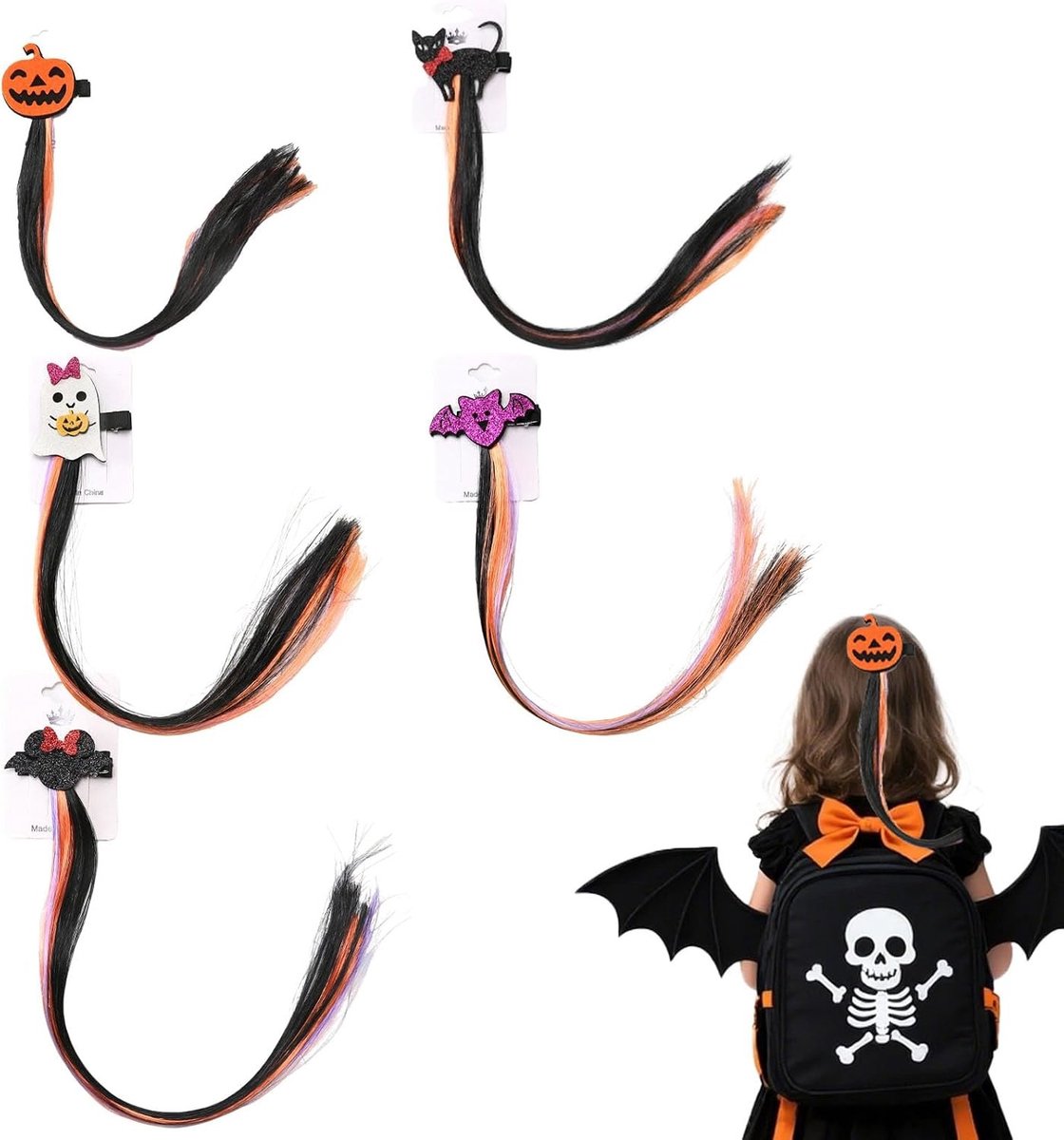 5 Stuks Haarverlenging Clips voor Halloween Kostuum, Cosplay en Feestkleding - Gemakkelijk te Bevestigen en Herbruikbaar