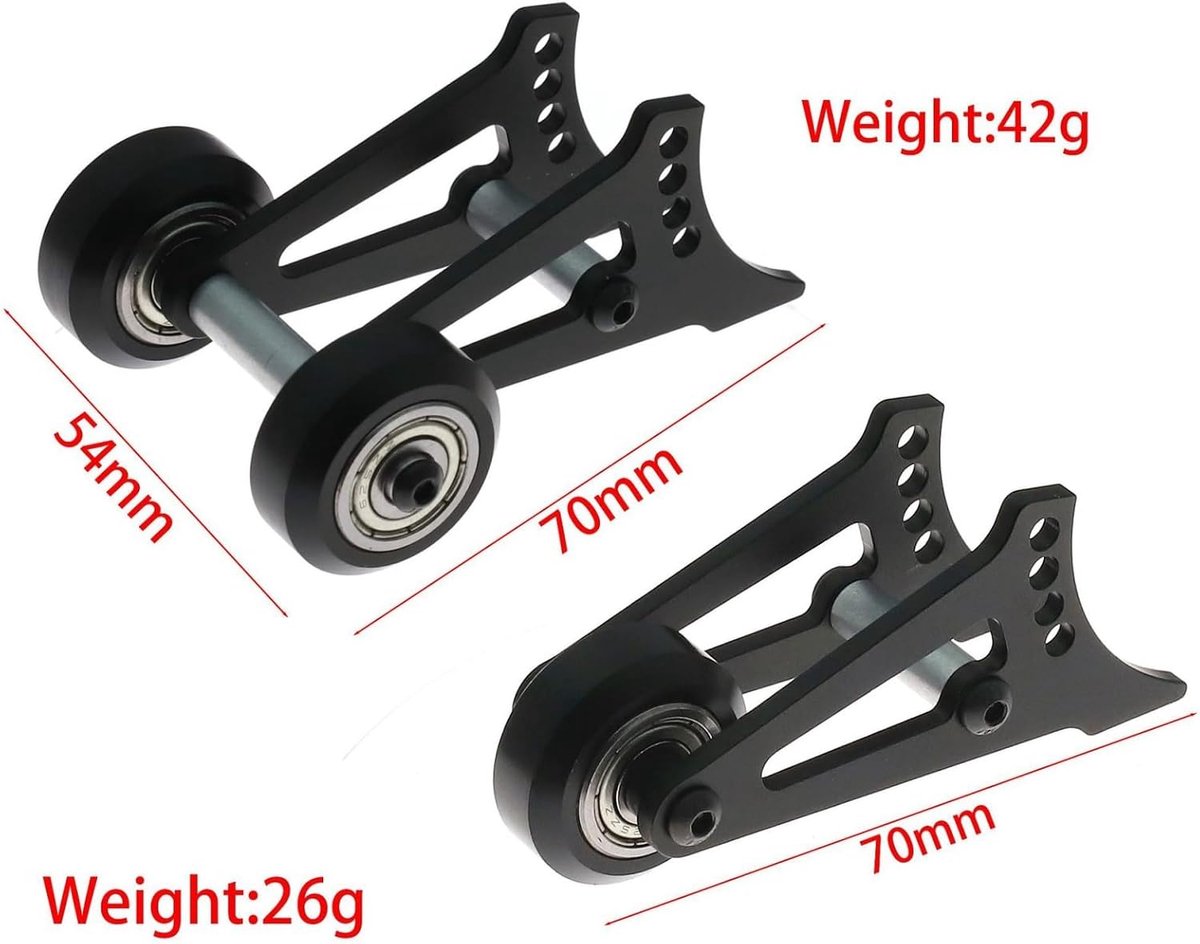 Head Up Wiel voor Tamiya CW-01 Lunchbox RC Aluminium Enkele Dubbele Head Up Wiel Wheelie Bar Montage (Zwarte Dubbele Wielen)