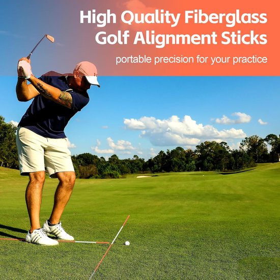 set van 3 stuks 48 inch uitlijnstokstaven voor golftraining, inklapbare golfpraktijk richtstok met doorzichtige buisbehuizing — afbeelding 2
