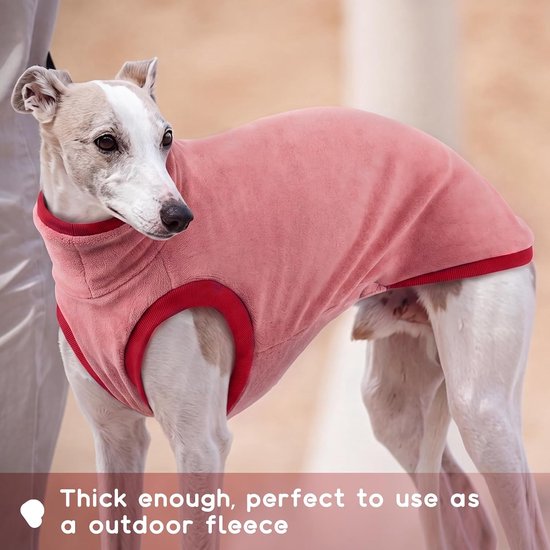 Windhond fleece trui, Whippet pyjama Whippet fleece jas Italiaanse windhond kleding hondentrui coltrui (rood, XS) — afbeelding 3
