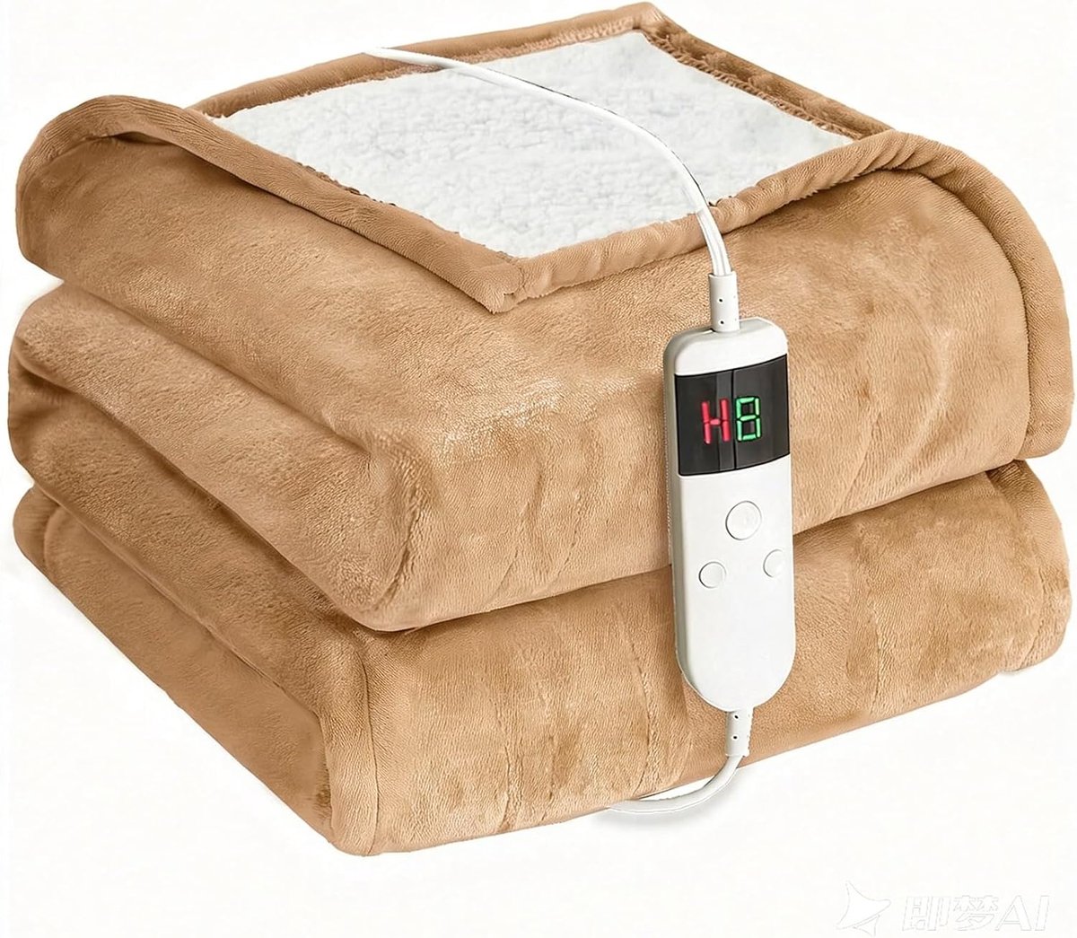 Warmtedeken met automatische uitschakeling, 130 x 180 cm, 10 verwarmingsstanden en 8-uurs timer, oververhittingsbeveiliging, machinewasbare verwarmingsdeken voor thuis en op