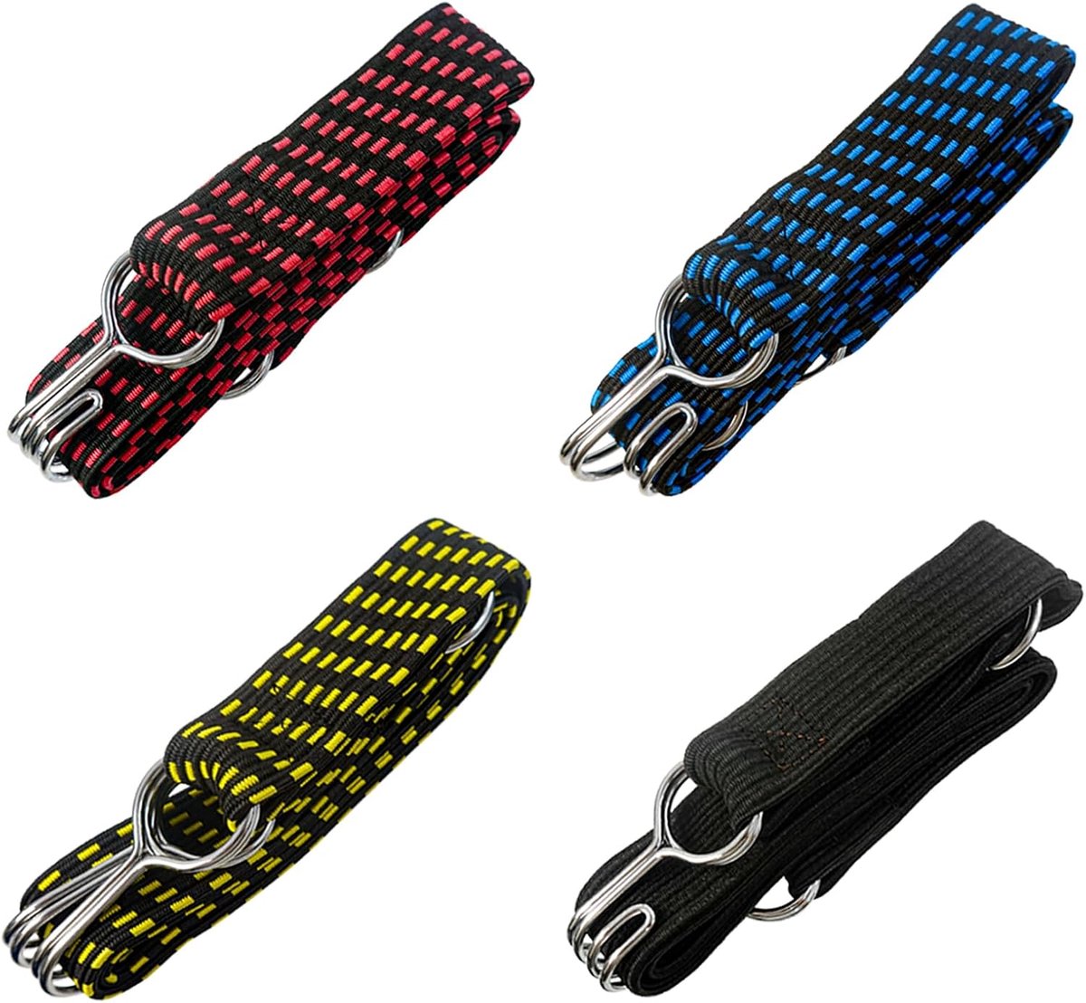 4 stuks rubberen spanners, breed met haken, verstelbare expander, spanrubber, 1 m bagagespanner, breed, voor steekwagen, bagagedrager, fiets, motorfiets, camping