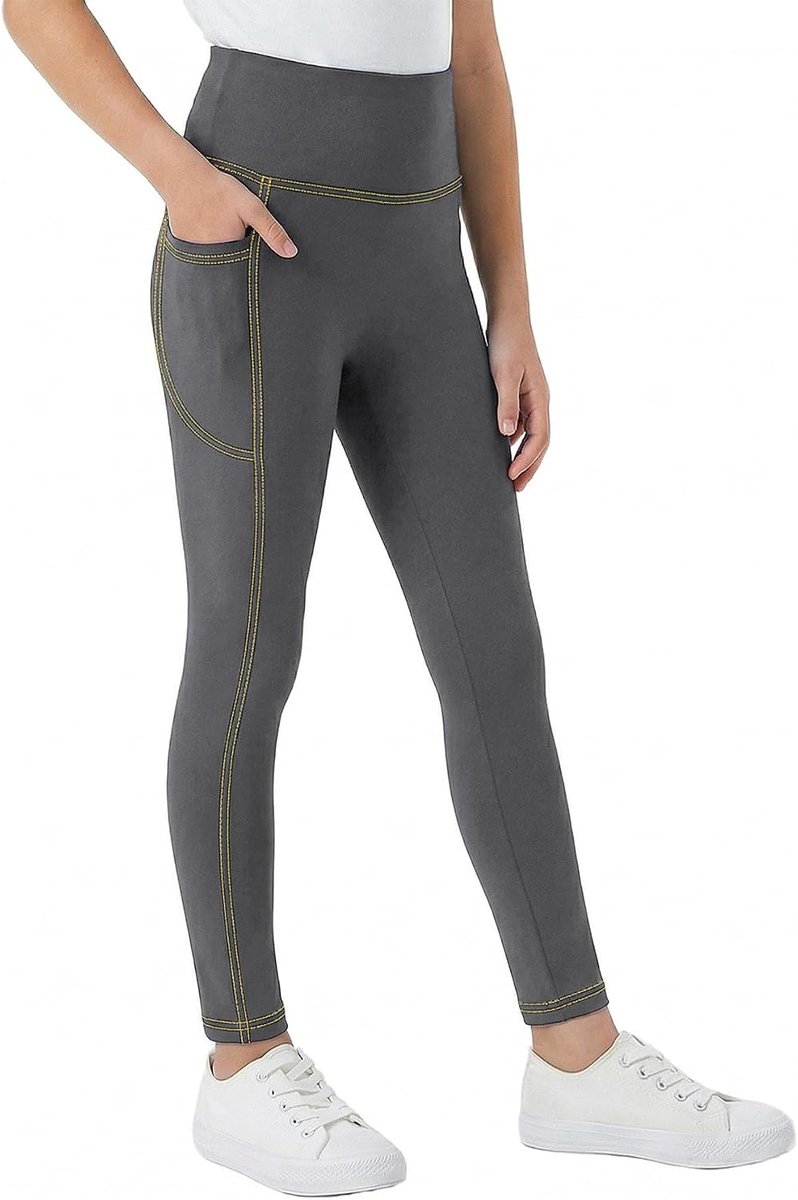 Meisjes Ademende skinny legging met zakken in jeanslook Slim fit Hoge taille Legging Comfortabel Legging Kinderbroeken School Kleding voor dagelijks gebruik 6-13 jaar, maat 116-164