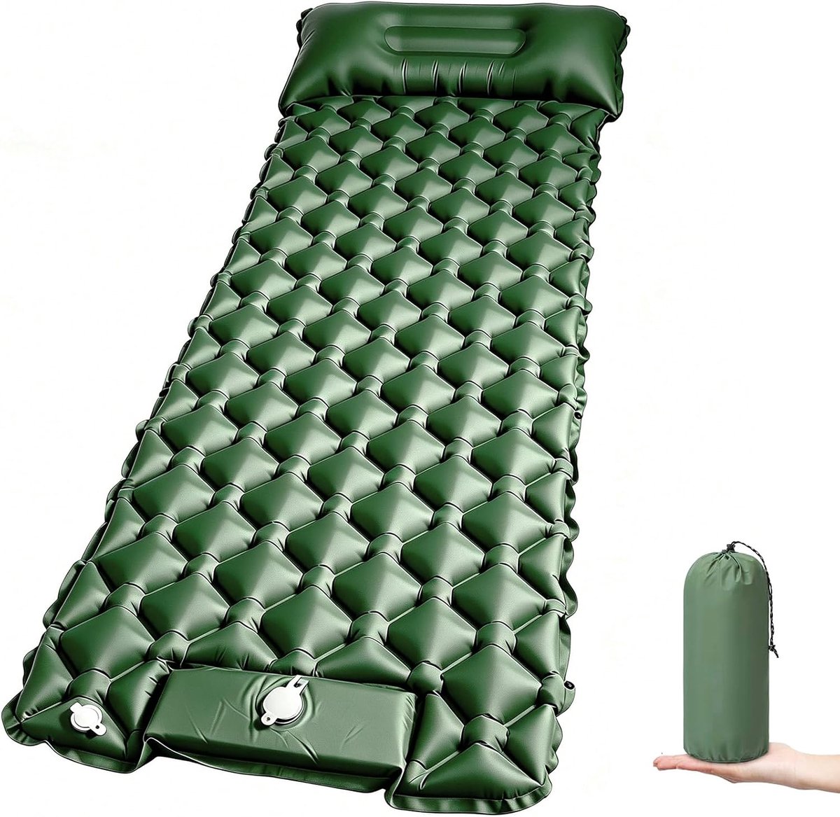 Slaapmat voor kamperen, zelfopblaasbaar campingmatras ingebouwde voetpomp, ultralicht waterdicht opblaasbaar slaapkussen voor backpacken, wandelen, tent, reizen, compact luchtmatras met draagtas